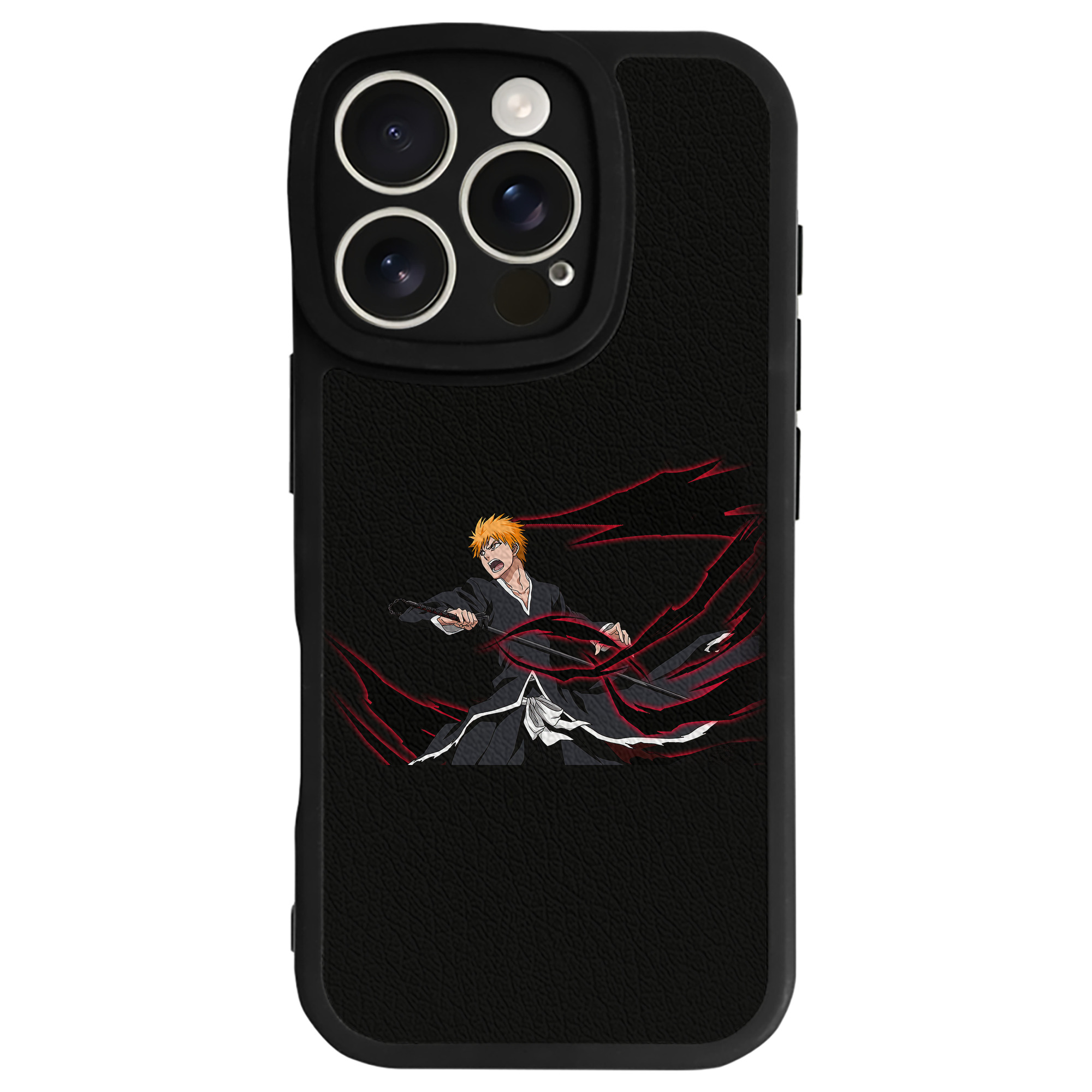ブリーチ 黒崎一護（くろさき いちご）BLEACH Kurosaki Ichigo 【iPhone 16シリーズ対応】シリコンスマホケース（レザー調） 材質：シリコン